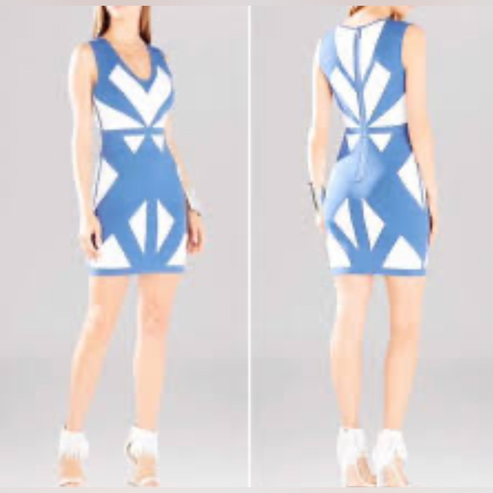 BCBGMAXAZRIA Evinna Geometric Jacquard Dress small